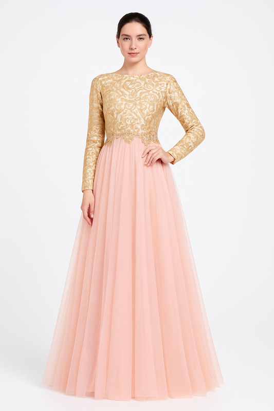Long Sleeve Maxi Blush Royale Dress