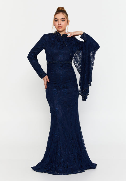 Long Sleeve Maxi Lace Mermaid Evening Dress