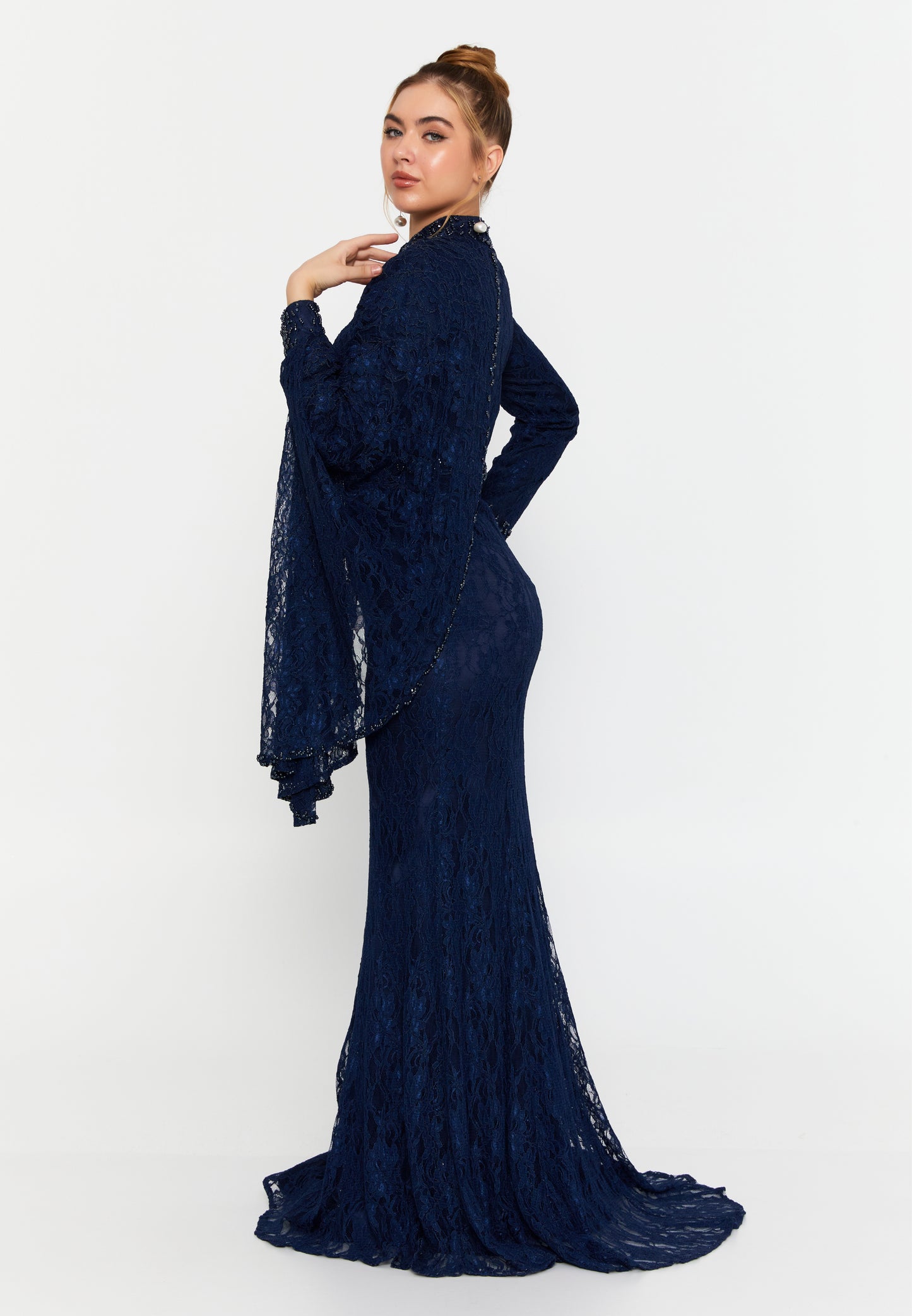 Long Sleeve Maxi Lace Mermaid Evening Dress