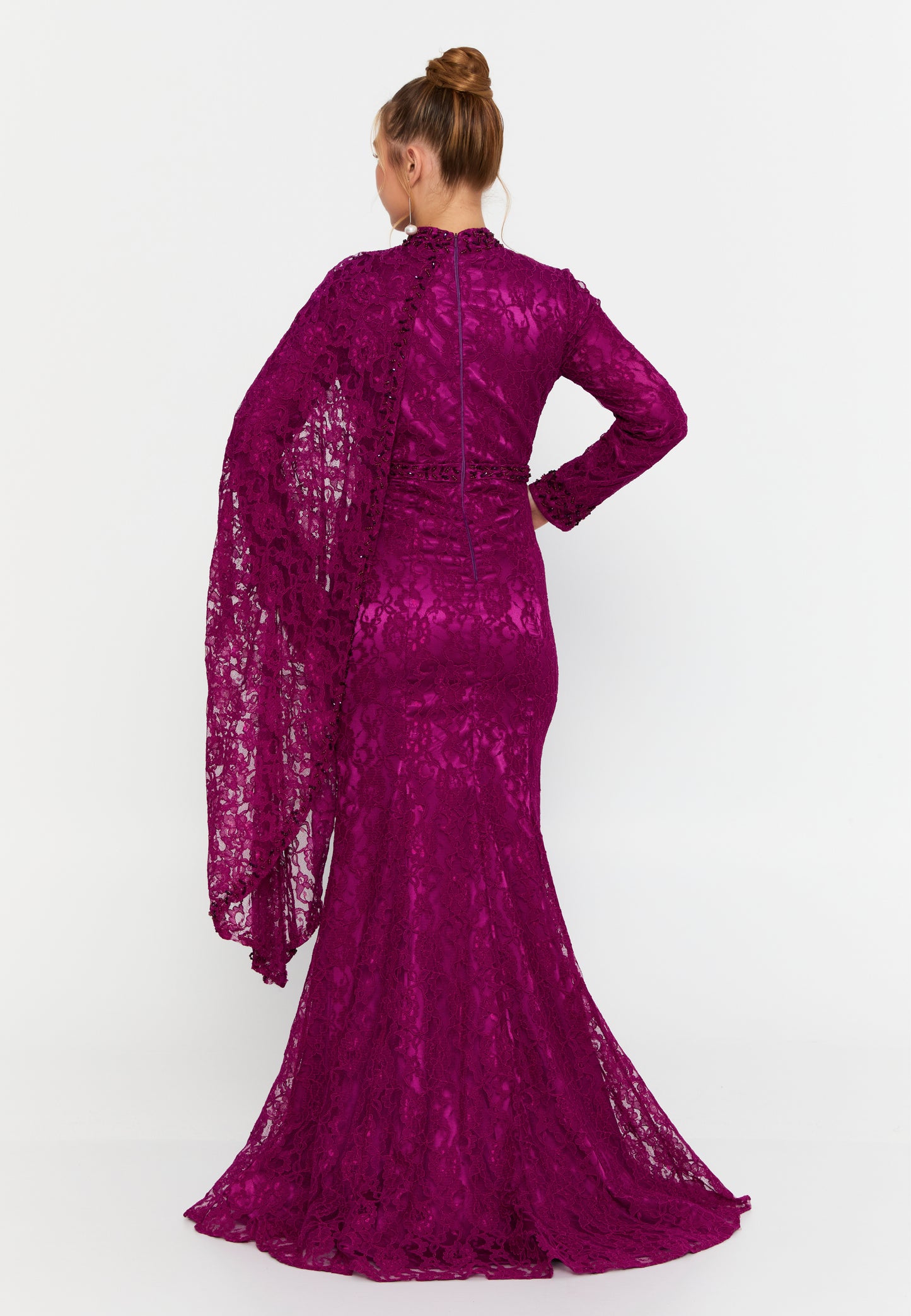 Long Sleeve Maxi Lace Mermaid Evening Dress