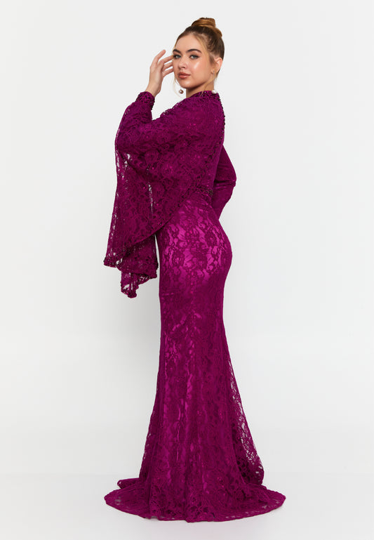 Long Sleeve Maxi Lace Mermaid Evening Dress