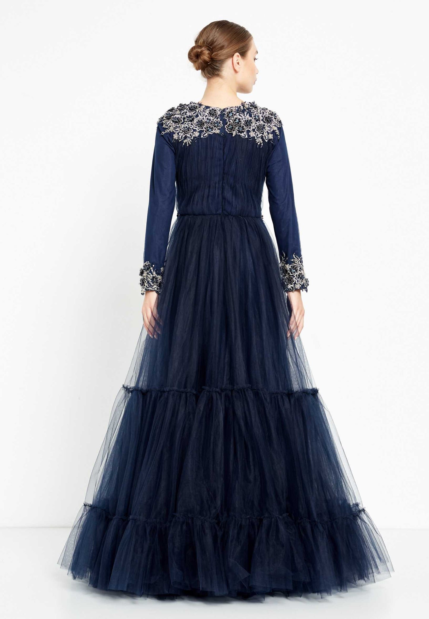 Long Sleeve Maxi Tulle Gown Prom Dress