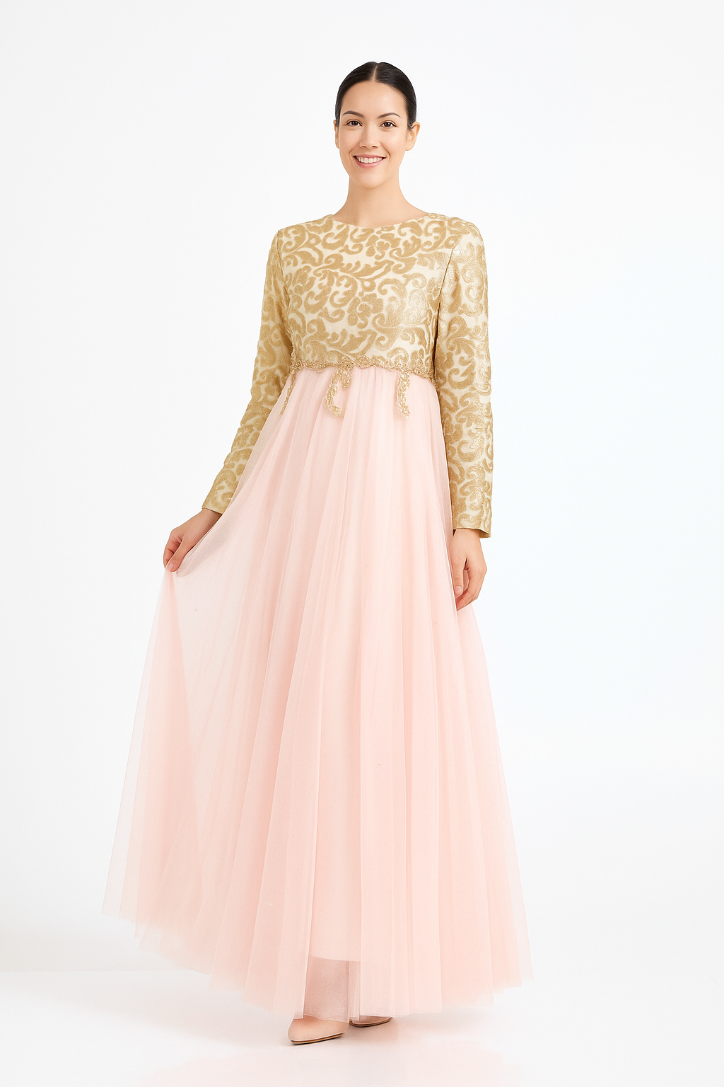 Long Sleeve Maxi Blush Royale Dress
