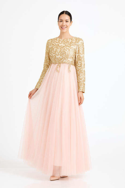 Long Sleeve Maxi Blush Royale Dress